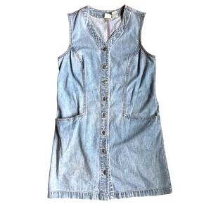 Gap Vintage 90s Denim Jumper Dress Light Wash Button Front Cotton Size 6